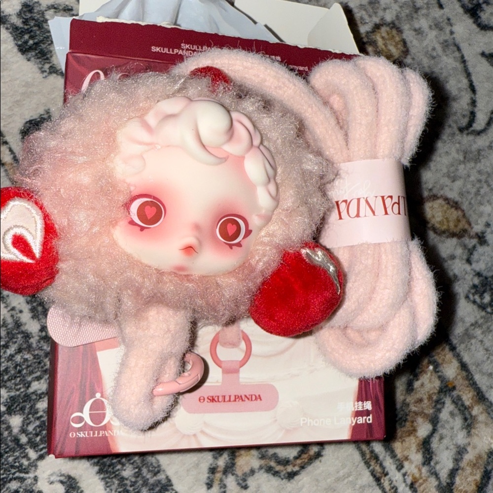 POP MART Skullpanda Pink and Red Phone Lanyard